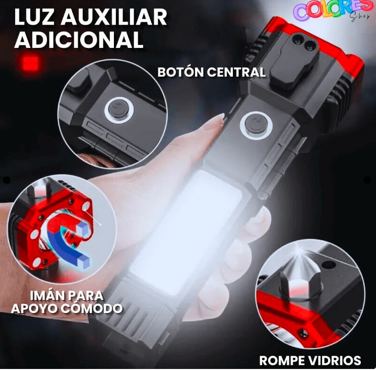 Potente Linterna LED Superbrillante Recargable Multiusos - Todo en Uno