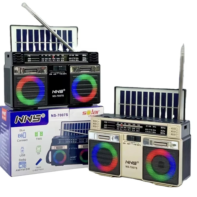 Radio con Panel Solar AM/FM, USB, MP3, TF, LED, Bluetooth!