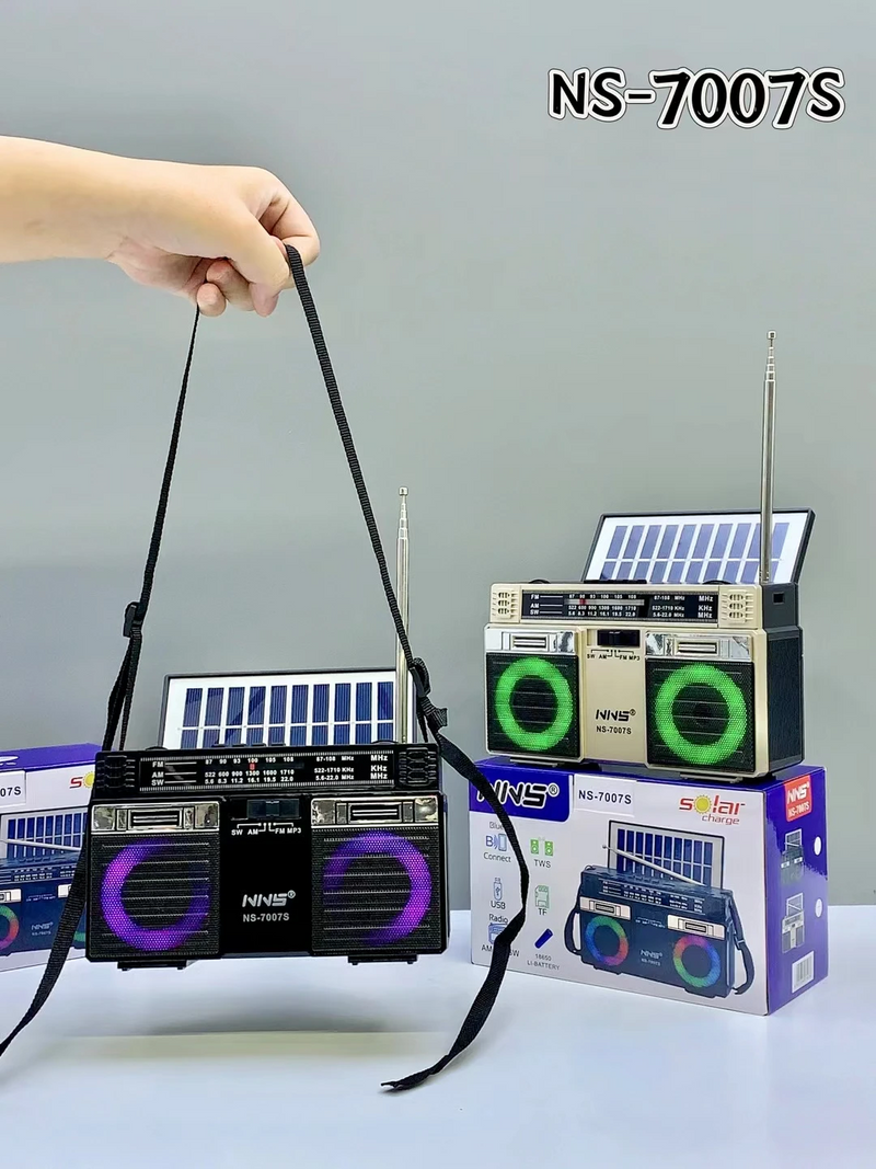 Radio con Panel Solar AM/FM, USB, MP3, TF, LED, Bluetooth!