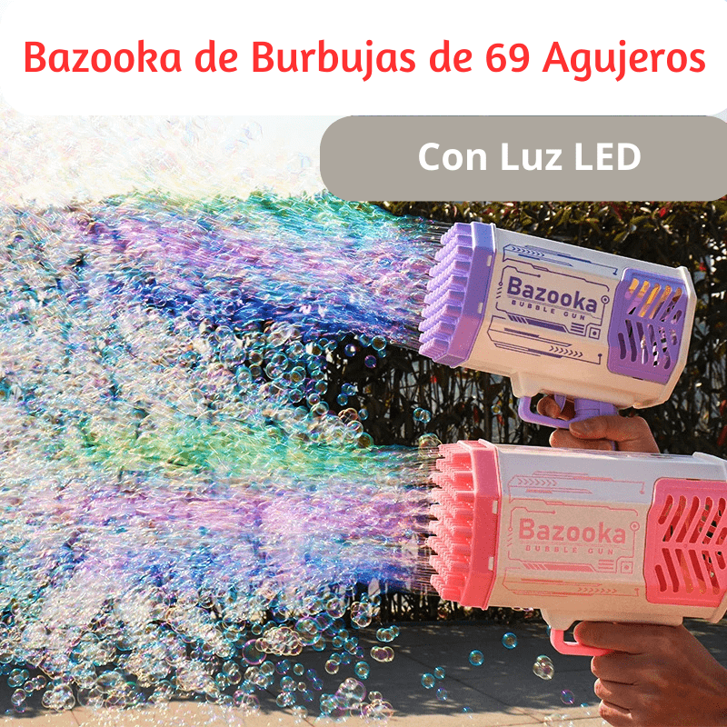 Divertidísima Bazooka de Burbujas Mágica Multicolor