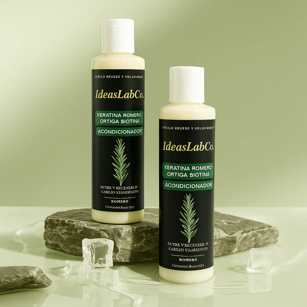 Acondicionador para Cabello Grueso y Voluminoso con Romero Keratina Ortiga y Biotina (220 gr.) - IdeasLabCo™