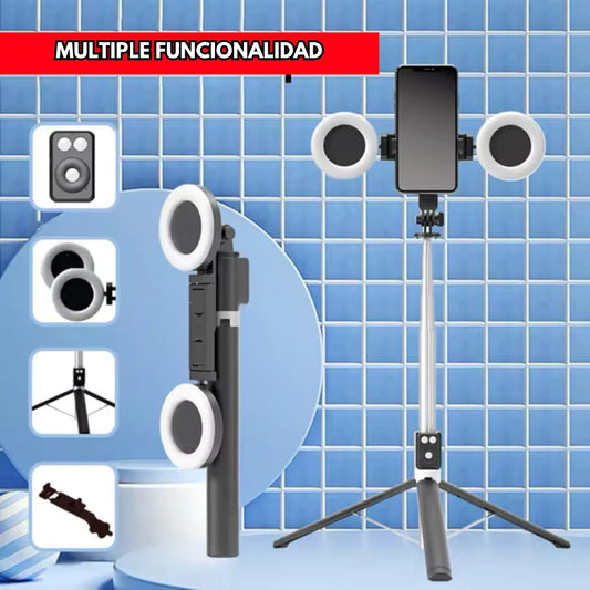 Bastón Selfie Trípode con luces LED y Control Remoto - 1.70m