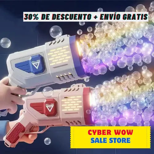 COMBO REFRESCA TU VERANO : Pistola de Agua GLOCK  +  Bazooka de Burbujas de Luces Antiderrame