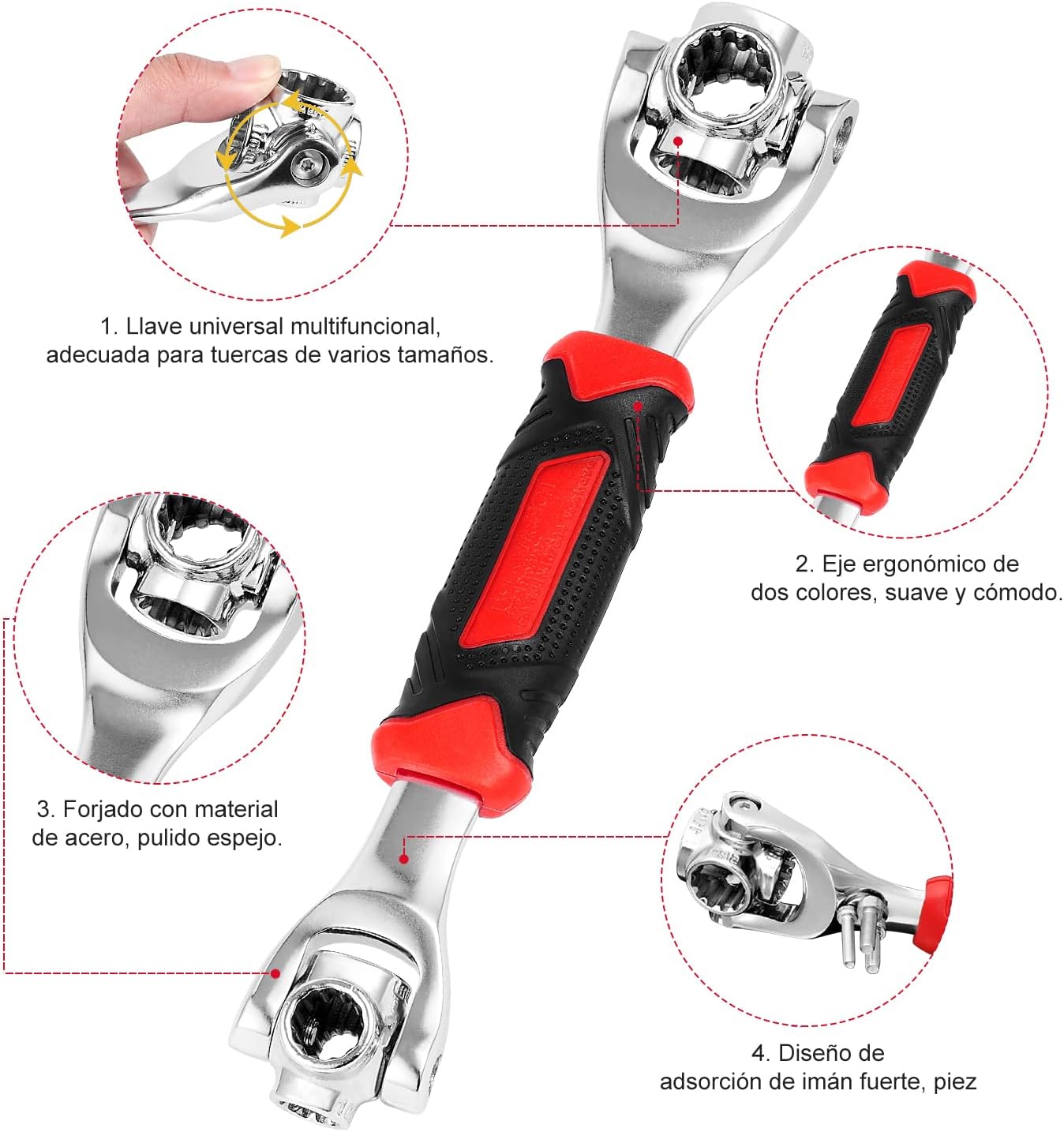 LLAVE INGLESA 48 EN 1 - CON CABEZAL GIRATORIO 360 GRADOS + Envío GRATIS